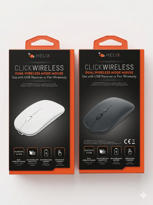 🖱️ Mouse Inalámbrico Helix ClickWireless Dual: ¡Olvídate de las Pilas y el Ruido!